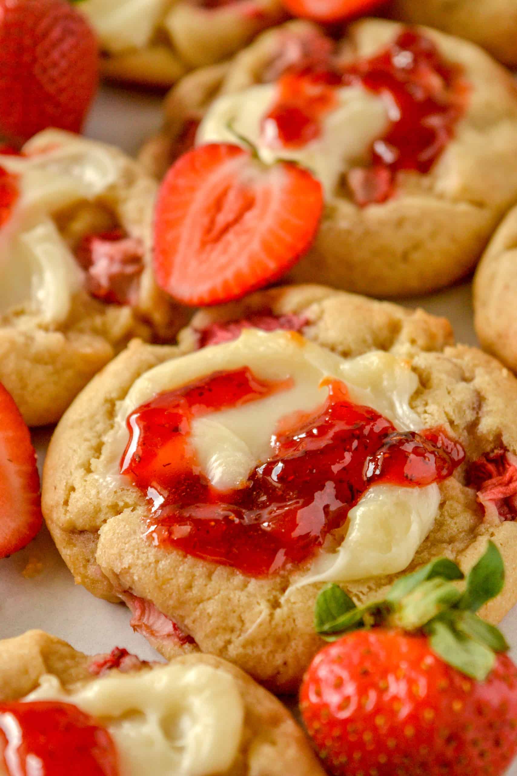 close view of Strawberry Cheesecake Cookies